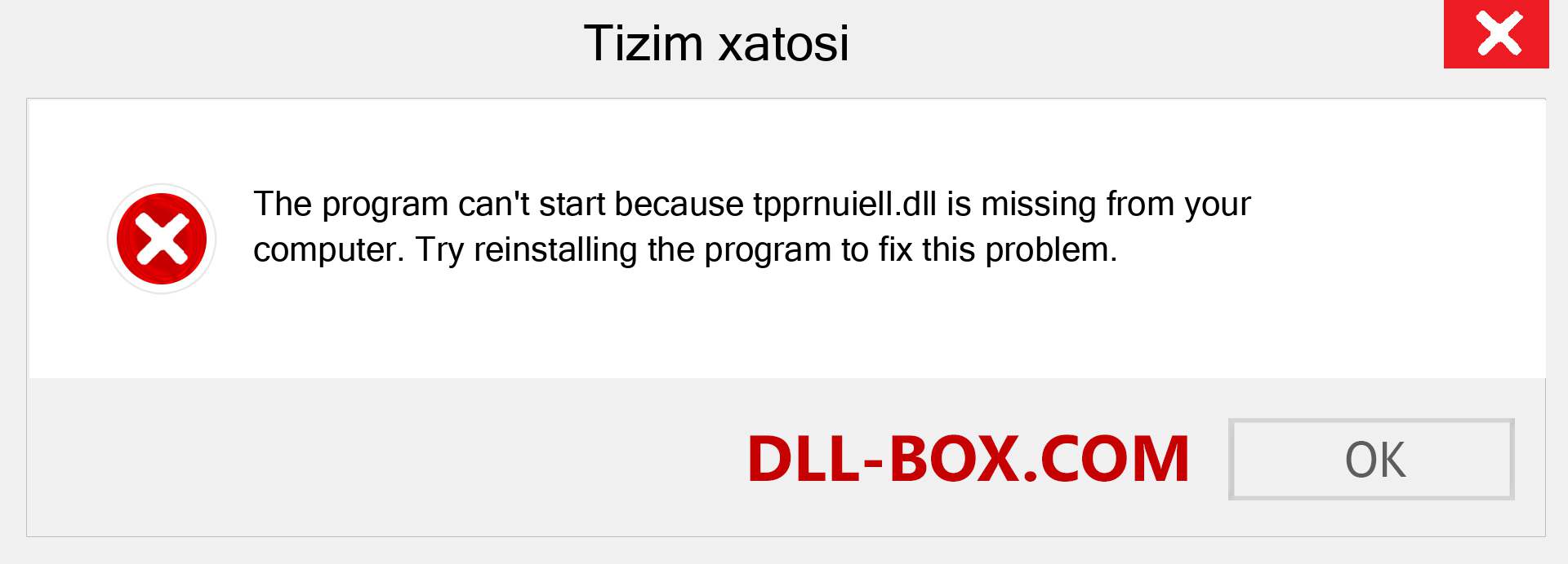 tpprnuiell.dll fayli yo'qolganmi?. Windows 7, 8, 10 uchun yuklab olish - Windowsda tpprnuiell dll etishmayotgan xatoni tuzating, rasmlar, rasmlar